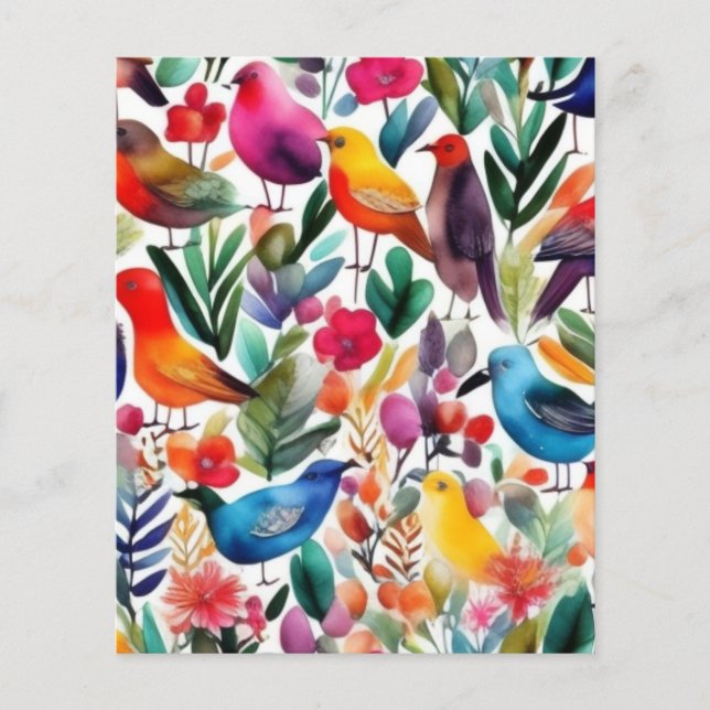 Colourful birds and flowers  (Front)