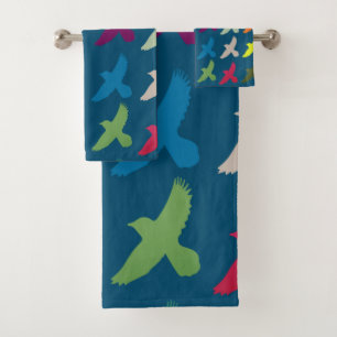 Colourful Birds Bath Towel Set