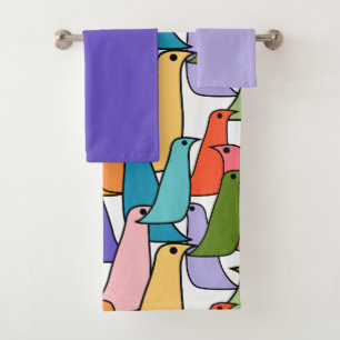 Colourful Birds Bath Towel Set