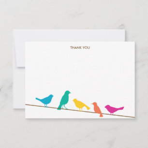 Colourful Birds Birthday Party Thank You Card