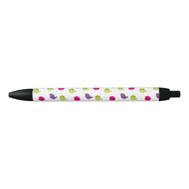 Colourful birds black ink pen (Front)