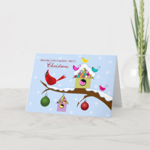 Colourful Birds Christmas Holiday Card
