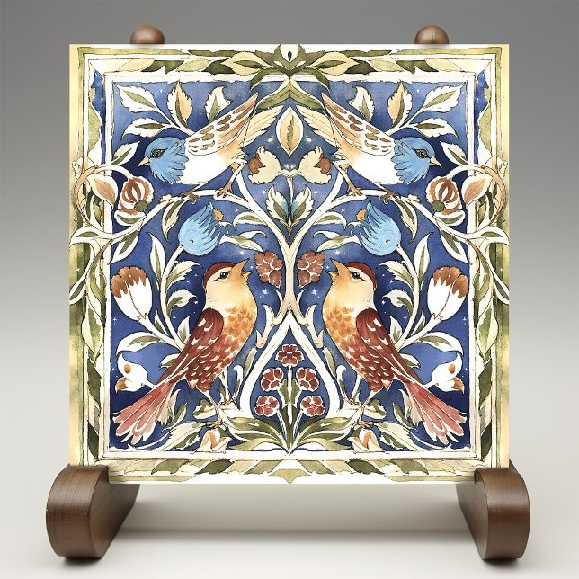 Colourful Birds & Flowers Arts and Crafts Tile (Creator Uploaded)