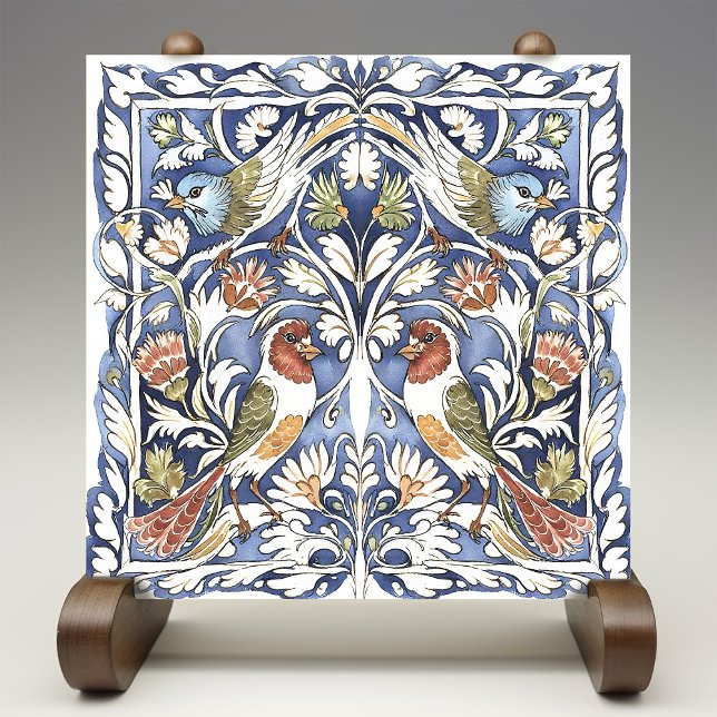 Colourful Birds & Flowers Arts and Crafts Tile (Creator Uploaded)