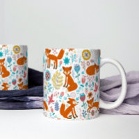 Colourful Birds Flowers & Foxes Pattern