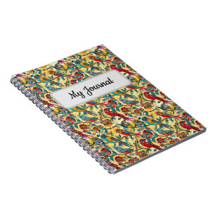 Colourful Birds Folk Art Spiral Journal Notebook
