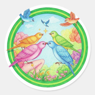 Colourful Birds for Bird Lovers & Gift 🐦🌿 Classic Round Sticker