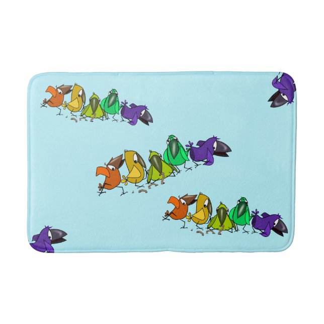 Colourful Birds Funny Bath Mat - Customisable (Front)