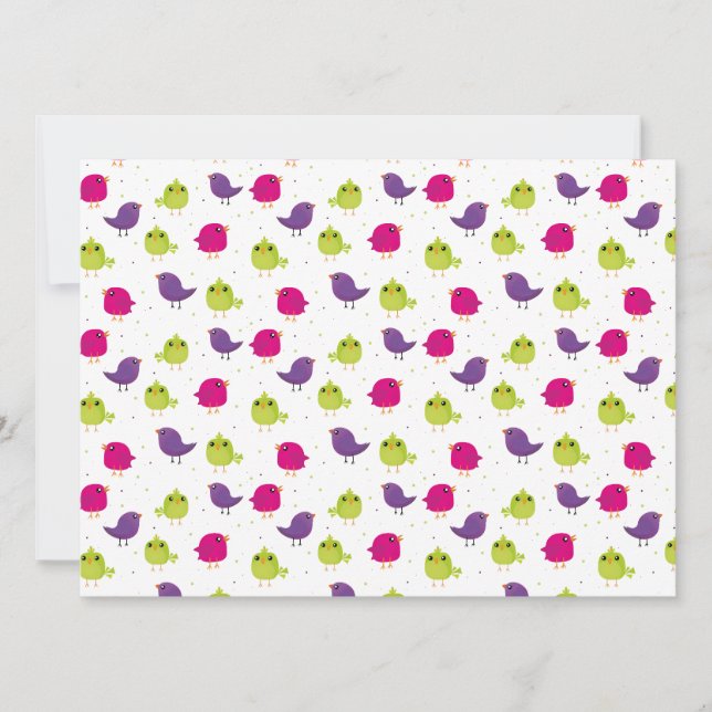 Colourful birds invitation (Front)