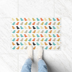 Colourful Birds Mid Century Modern Retro Pattern Doormat