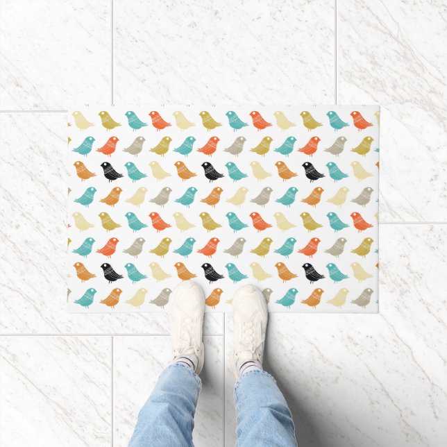 Colourful Birds Mid Century Modern Retro Pattern Doormat (Indoor)