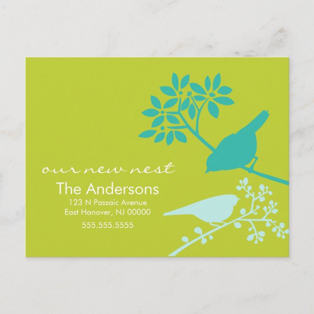 Colourful Birds Moving Announcements (Front)