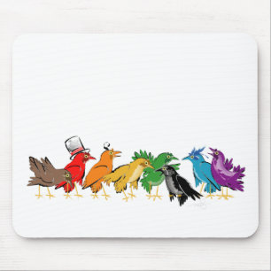 Colourful Birds of a Feather Mouse Pad