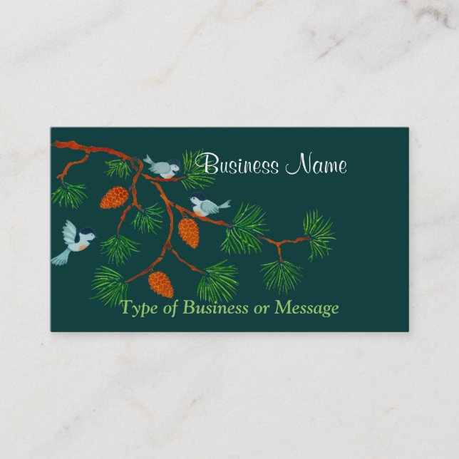 Colourful Birds on a Branch Business Card Template (Front)