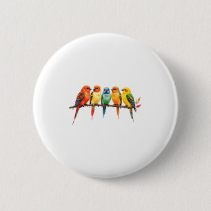 Colourful Birds On A Branch Songbirds Birding Bird 6 Cm Round Badge