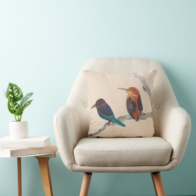Colourful Birds on a Throw Pillow (Chair)