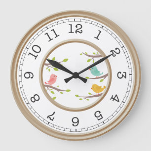Colourful Birds on the Branches Large Clock