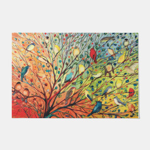 Colourful Birds On Tree Doormat, Birds Lover  Doormat