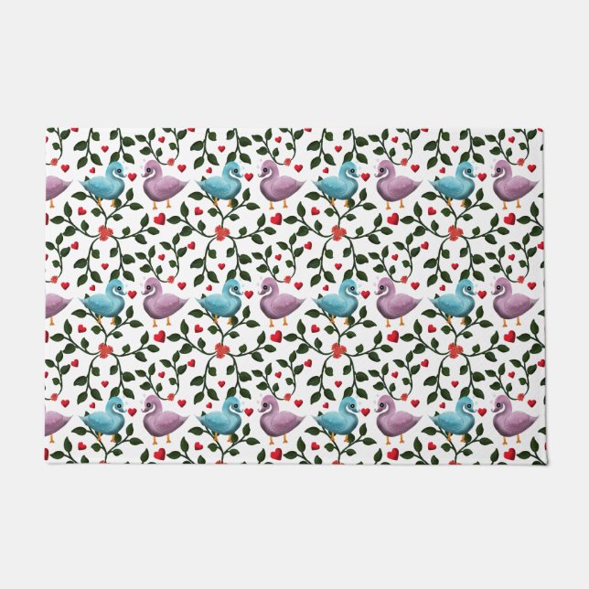 Colourful birds pattern  doormat (Front)