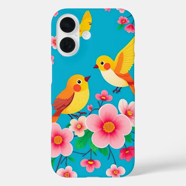 Colourful Birds Perched Among Stunning Flowers Case-Mate iPhone Case (Back)