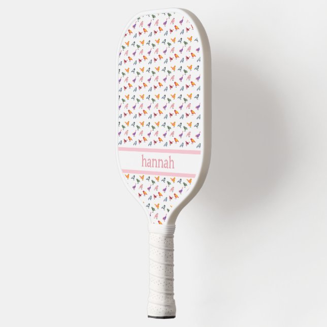 Colourful Birds Personalised Pickleball Paddle (Left)