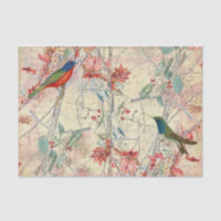 Colourful Birds Singing to Red Flowers
