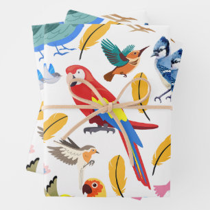 Colourful Birds Wrapping Paper Sheet