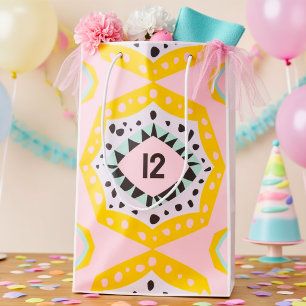 Colourful Birthday Age Gift Bag With Shapes
