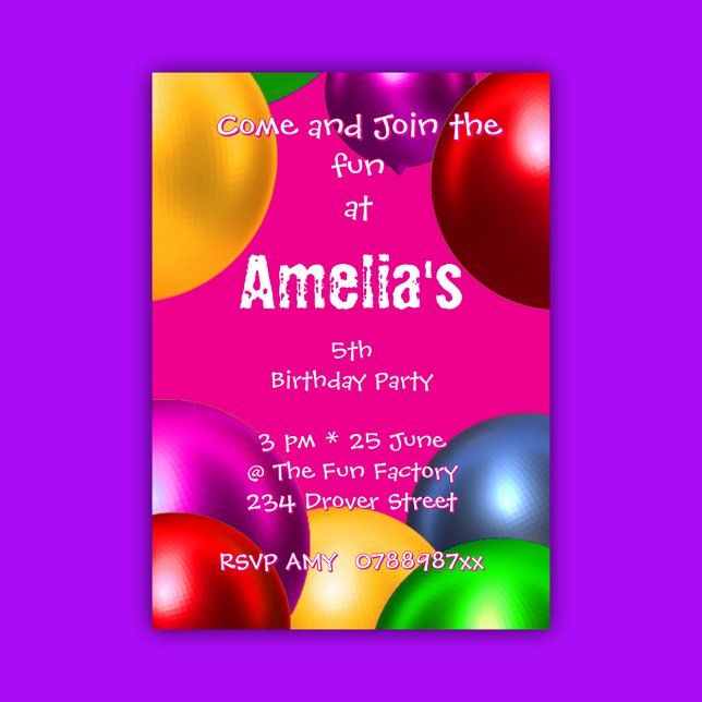Colourful Birthday Balloon Party Invitation (Creator Uploaded)
