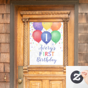 Colourful Birthday Balloons Editable Age