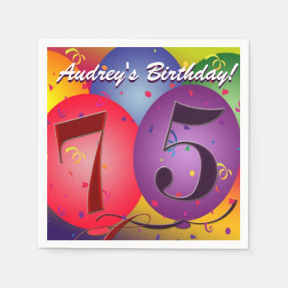 Colourful Birthday Balloons for 75th birthday! Napkin