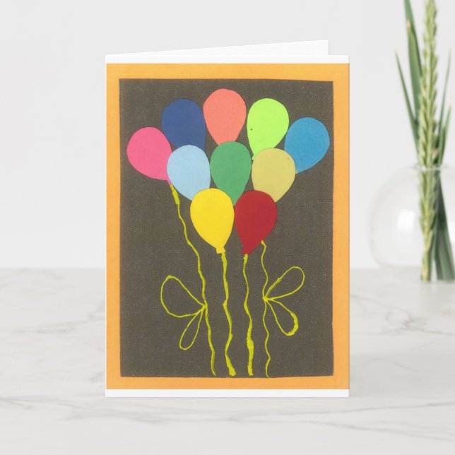 Colourful Birthday Balloons Graphic Art Design Card (Front)