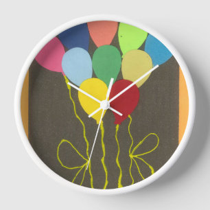 Colourful Birthday Balloons Graphic Art Design Clock