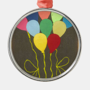 Colourful Birthday Balloons Graphic Art Design Metal Tree Decoration