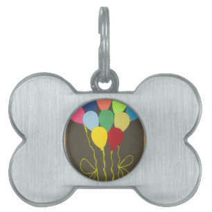 Colourful Birthday Balloons Graphic Art Design Pet Tag