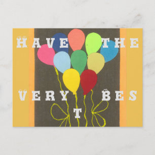 Colourful Birthday Balloons Graphic Art Design Postcard