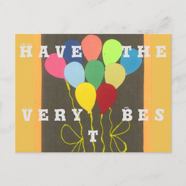 Colourful Birthday Balloons Graphic Art Design Postcard (Front)