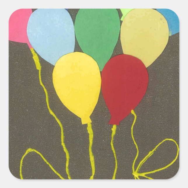 Colourful Birthday Balloons Graphic Art Design Square Sticker (Front)