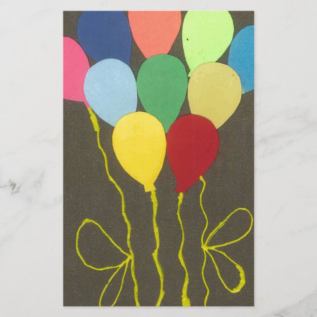 Colourful Birthday Balloons Graphic Art Design Stationery (Front)