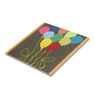 Colourful Birthday Balloons Graphic Art Design Tile