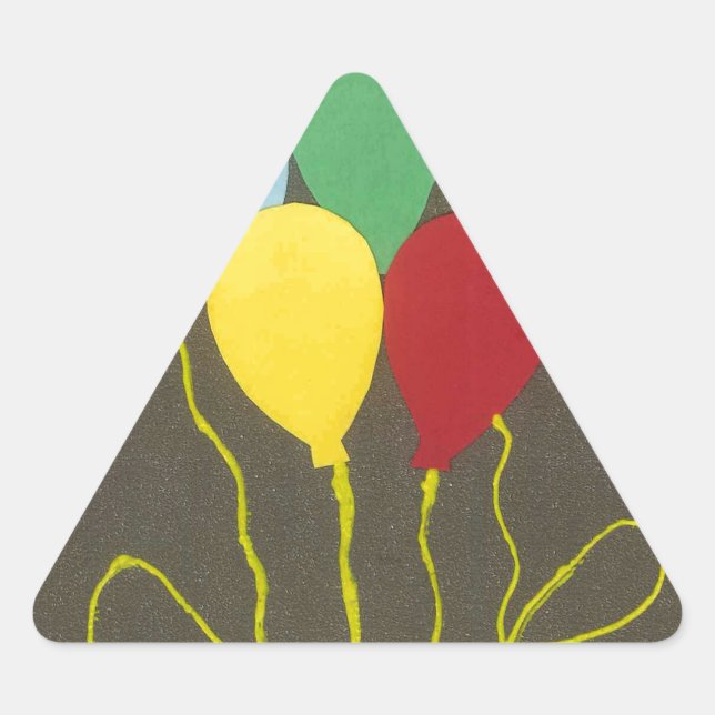 Colourful Birthday Balloons Graphic Art Design Triangle Sticker (Front)