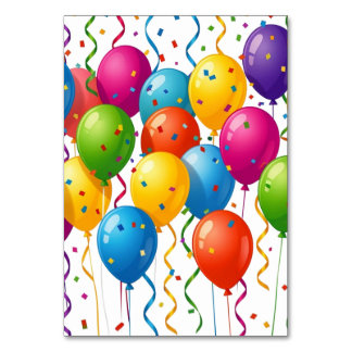 Colourful Birthday Balloons Party Celebration Table Number