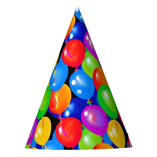 Colourful Birthday Balloons  Party Hat (Front)