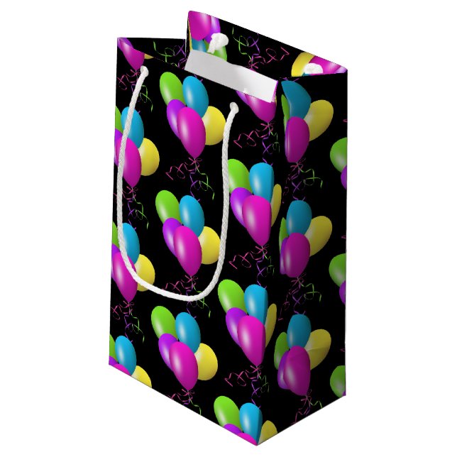 colourful birthday balloons small gift bag (Back Angled)