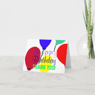 Colourful Birthday Balloons Thank You Card
