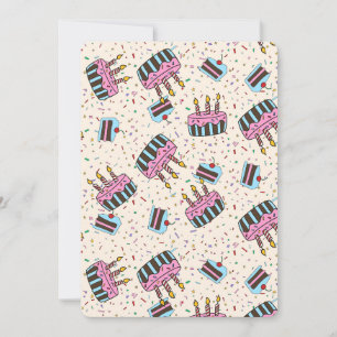Colourful Birthday Cake Confetti Party Invitation