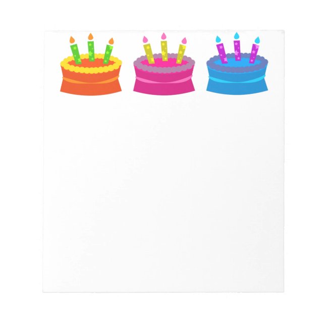 Colourful Birthday Cake Notepad (Front)