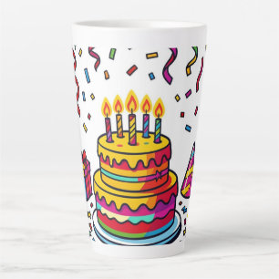 Colourful Birthday Cake Party Celebration Latte Mug