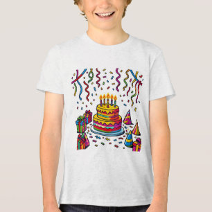 Colourful Birthday Cake Party Celebration Tri-Blend Shirt