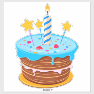 Colourful Birthday Cake with Candles